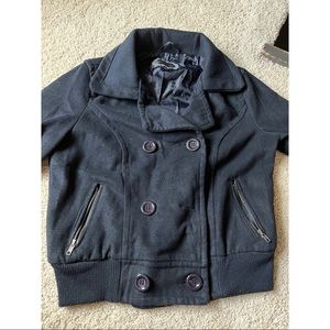 Navy double-breasted outerwear
